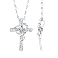 Certified Lab Grown Diamond Heart Cross Necklace