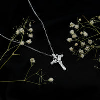 Certified Lab Grown Diamond Heart Cross Necklace