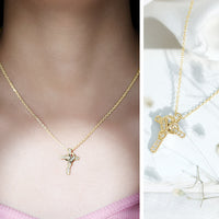 Certified Lab Grown Diamond Heart Cross Necklace