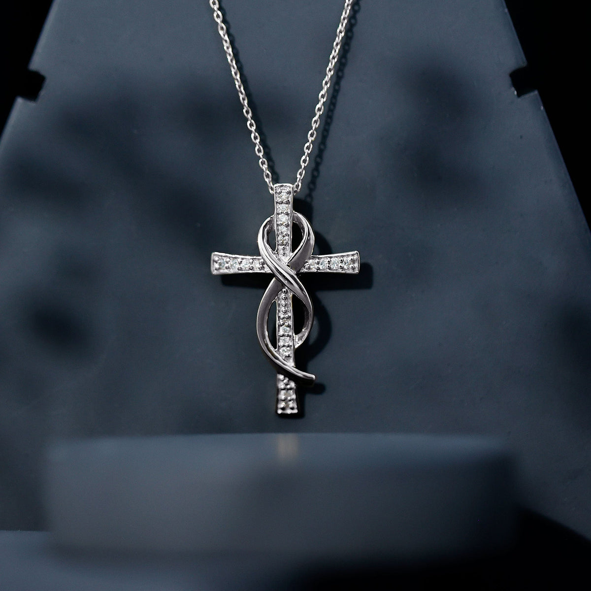 Certified Lab Grown Diamond Accent Cross Infinity Necklace