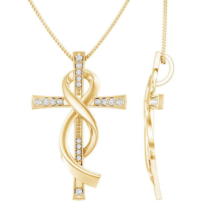 Lab grown diamond accent cross infinity pendant necklace by Rosec Jewels, featuring sparkling diamond accents on a delicate chain.