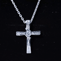 Bezel Set Lab Grown Diamond Cross Religious Necklace