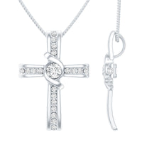 Bezel Set Lab Grown Diamond Cross Religious Necklace