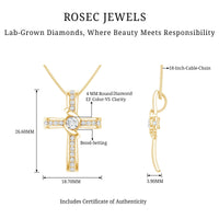 Bezel Set Lab Grown Diamond Cross Religious Necklace