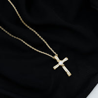 Bezel Set Lab Grown Diamond Cross Religious Necklace