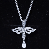 Certified Lab Grown Diamond Prong Set Cross Angel Necklace
