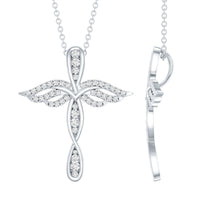 Certified Lab Grown Diamond Prong Set Cross Angel Necklace