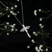 Certified Lab Grown Diamond Prong Set Cross Angel Necklace