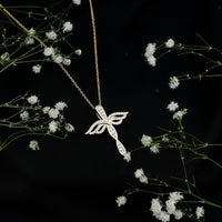 Certified Lab Grown Diamond Prong Set Cross Angel Necklace