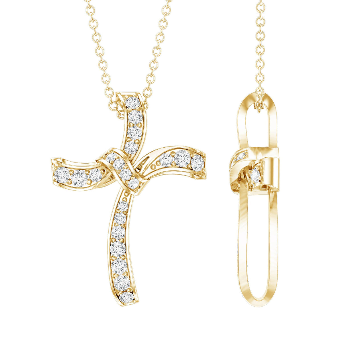 Certified Lab Grown Diamond Catholic Cross Pendant