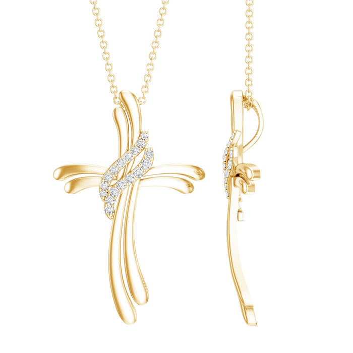 Lab grown diamond Catholic cross pendant necklace by Rosec Jewels with sparkling diamond accents and detailed religious design.