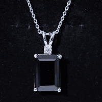 9 Carat Emerald Cut Lab Grown Black Diamond Pendant Necklace In Silver