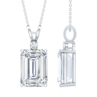 4.5 Carat Moissanite Emerald Cut Necklace With Silver Chain
