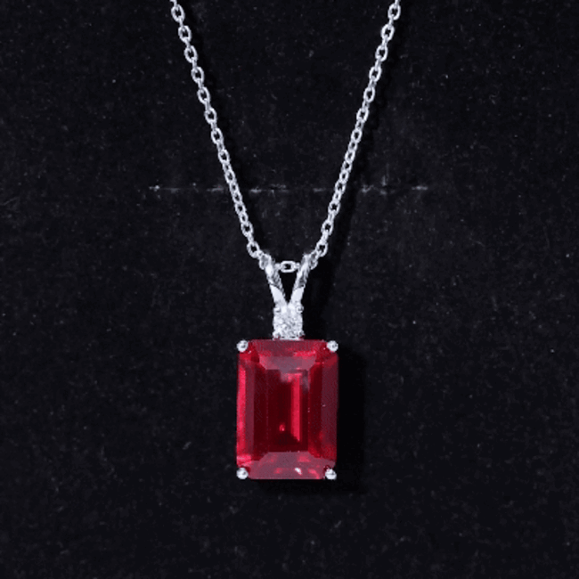 Lab grown ruby pendant necklace for women featuring a 5-carat ruby from Rosec Jewels, showcasing a stunning pendant design.