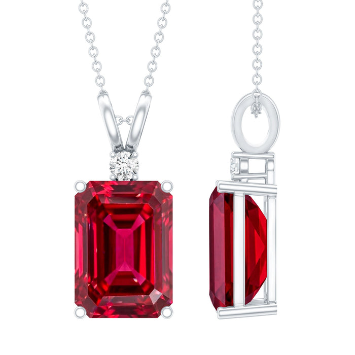 Lab grown ruby statement pendant necklace for women featuring a 5-carat Ruby from Rosec Jewels, elegant jewelry accessory.