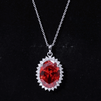 14 Carat Lab Grown Orange Sapphire Statement Necklace With Silver Chain