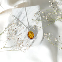Certified 14 Carat Lab Grown Yellow Sapphire Cocktail Necklace With Silver Chain
