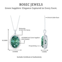 14 Carat Lab Grown Green Sapphire Statement Necklace with Silver Chain