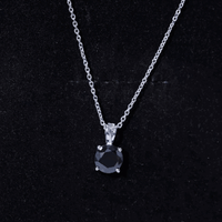 Certified 2 Carat Lab Created Black Diamond Solitaire Pendant Necklace