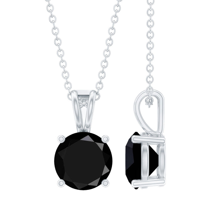 Black diamond solitaire pendant necklace by Rosec Jewels, featuring a 2-carat lab-created black diamond on a delicate chain.