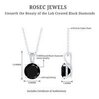 Certified 2 Carat Lab Created Black Diamond Solitaire Pendant Necklace