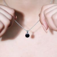 Certified 2 Carat Lab Created Black Diamond Solitaire Pendant Necklace