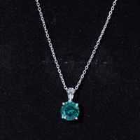 AAAA Quality 2 Carat Lab Grown Emerald Pendant Necklace with Chain