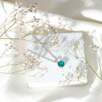 AAAA Quality 2 Carat Lab Grown Emerald Pendant Necklace with Chain