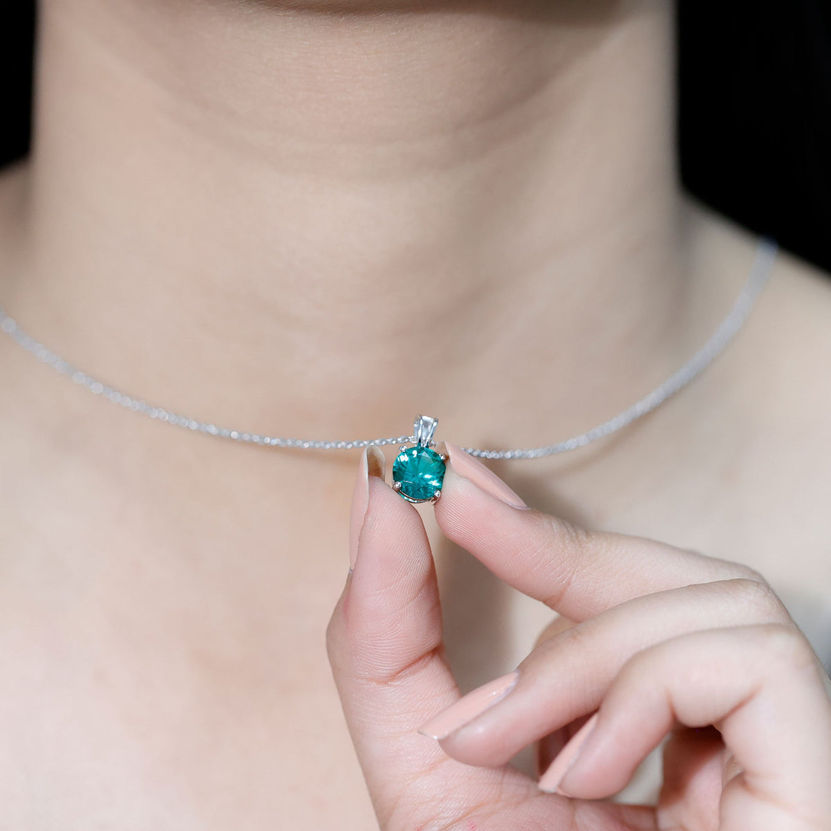 AAAA Quality 2 Carat Lab Grown Emerald Pendant Necklace with Chain