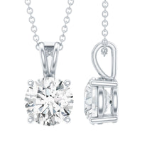 Certified 2 Carat Solitaire Moissanite Pendant Necklace with Silver Chain