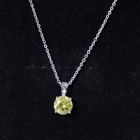 2 Carat Lab Grown Yellow Sapphire Solitaire Necklace with Silver Chain