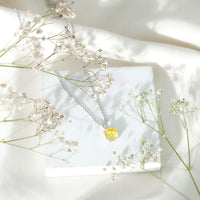 2 Carat Lab Grown Yellow Sapphire Solitaire Necklace with Silver Chain