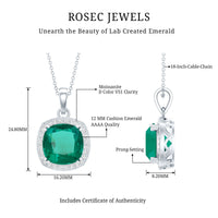 9 Carat Lab Grown Emerald Statement Necklace with Moissanite Halo