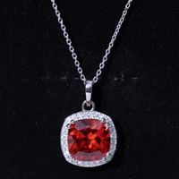 Certified 9 Carat Lab Grown Orange Sapphire Bridal Necklace With Silver Chain