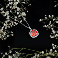 Certified 9 Carat Lab Grown Orange Sapphire Bridal Necklace With Silver Chain