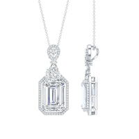4.5 Carat Emerald Cut Moissanite Wedding Necklace with Silver Chain