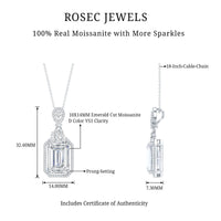 4.5 Carat Emerald Cut Moissanite Wedding Necklace with Silver Chain