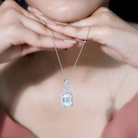 4.5 Carat Emerald Cut Moissanite Wedding Necklace with Silver Chain