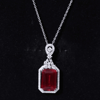 Certified 5 Carat Lab Grown Ruby Vintage Necklace With Silver Chain