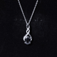 1.9 Carat Lab Grown Black Diamond Infinity Pendant Necklace with Silver Chain