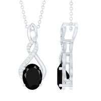 1.9 Carat Lab Grown Black Diamond Infinity Pendant Necklace with Silver Chain