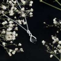 1.9 Carat Lab Grown Black Diamond Infinity Pendant Necklace with Silver Chain