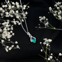 1.25 Carat Lab Grown Emerald Infinity Necklace with Silver Chain