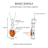 1.5 Carat Lab Grown Orange Sapphire Infinity Pendant Necklace with Moissanite
