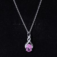 1.5 Carat Lab Grown Pink Sapphire Infinity Necklace with Silver Chain