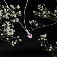 1.5 Carat Lab Grown Pink Sapphire Infinity Necklace with Silver Chain