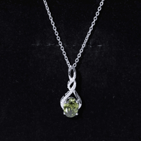 1.5 Carat Lab Grown Green Sapphire Infinity Necklace With Silver Chain