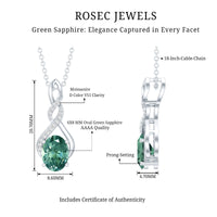 1.5 Carat Lab Grown Green Sapphire Infinity Necklace With Silver Chain