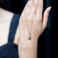 1.5 Carat Lab Grown Green Sapphire Infinity Necklace With Silver Chain