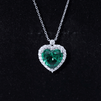 Certified 5.5 Carat Lab Grown Emerald Heart Necklace With Silver Chain